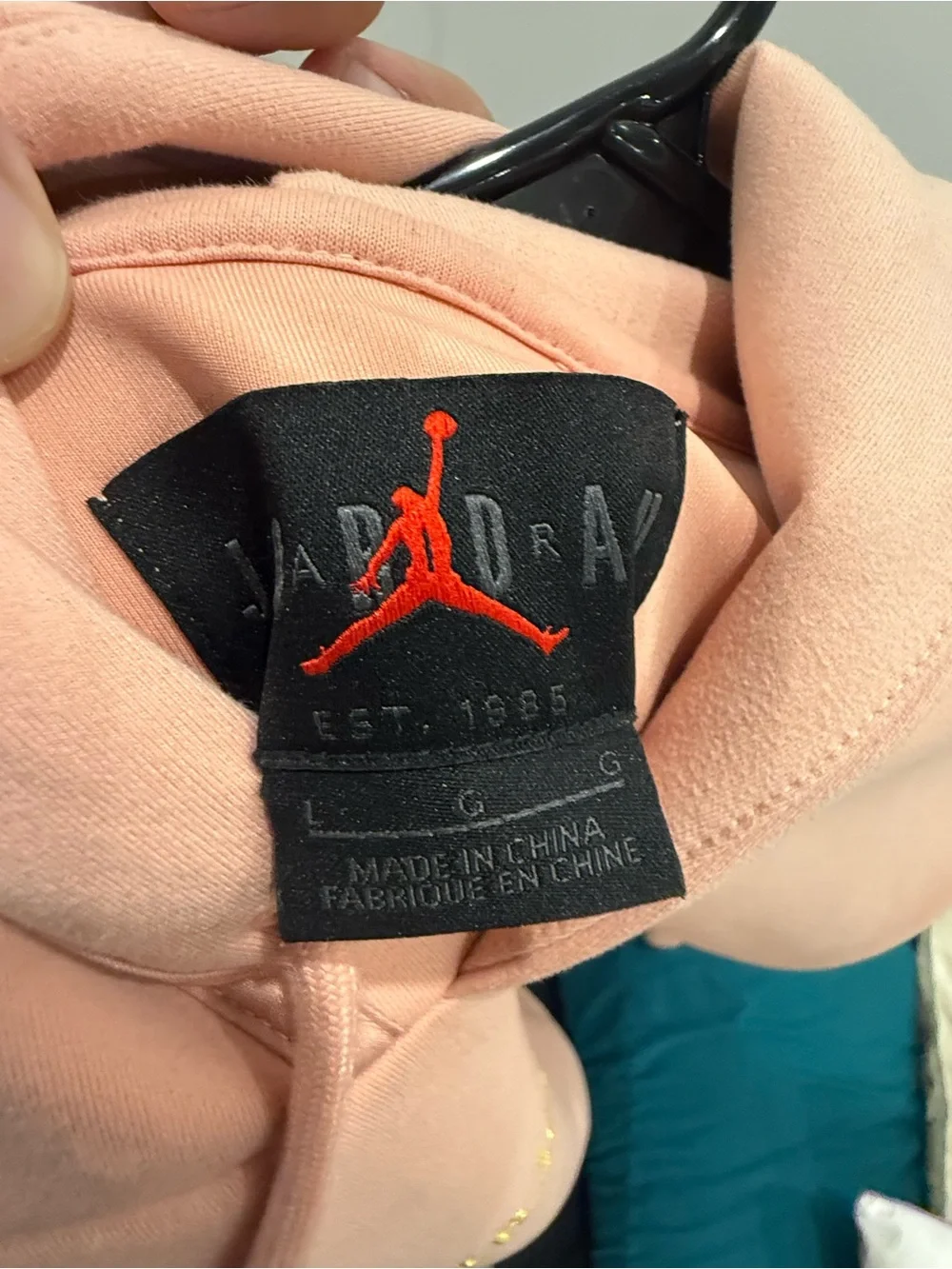 Jordan Peach Pink Hoodie with Red Jumpman Logo